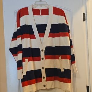 Free People League of Her Own Cardigan in the Americana Combo colorway